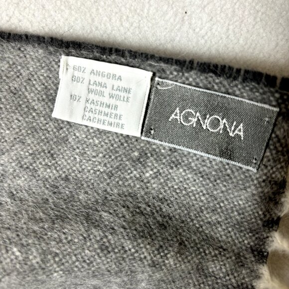 Agnona $650 NWOT Angora Wool Cashmere Scarf Shawl w/ Fringe 11.5" x‎ 62" Italy - Picture 3 of 9